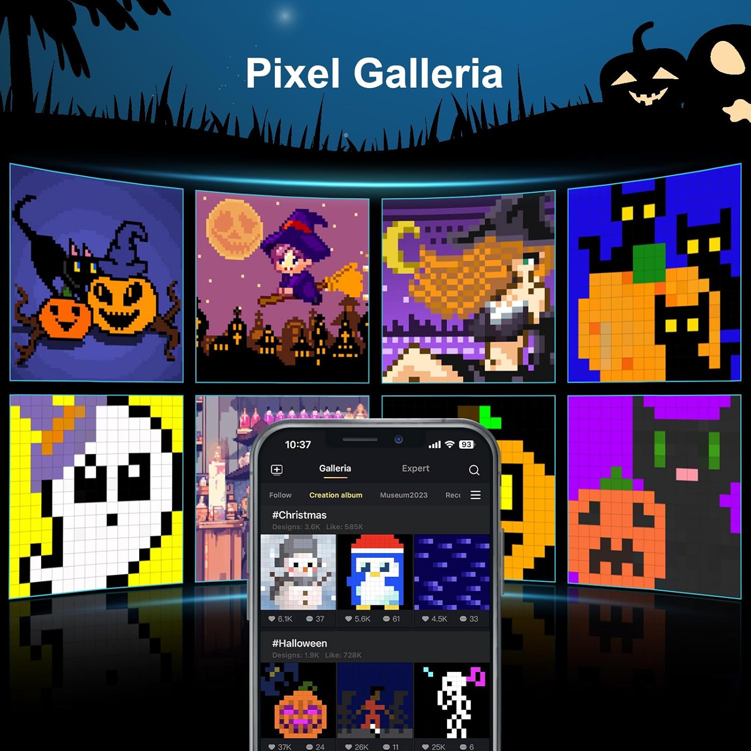 Divoom Pixoo 16 - Pixel Art Digital Clock with APP Control & WiFi Connects, 16x16 Pixel LED Large Display Smart Clock with Date, Event Reminder, Message Board for Home, Office, Bedrooms