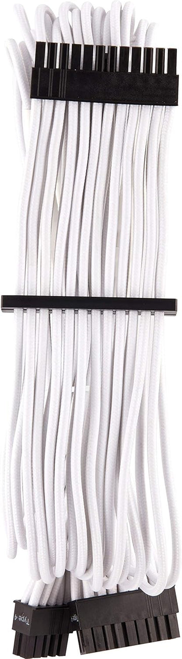 CORSAIR Premium Individually Sleeved ATX 24-Pin Cable Type 4 Gen 4 – White, for Corsair PSUs (CP-8920231)