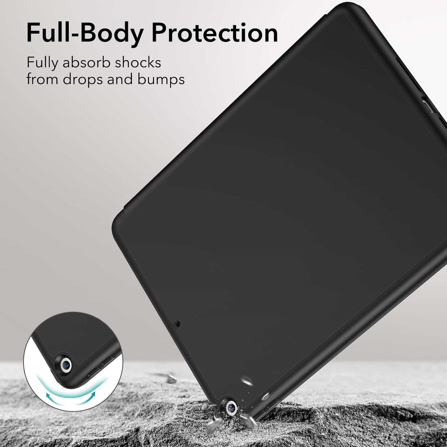 ESR Rebound Case with Pencil Holder for iPad 9th/8th/7th Generation Case, iPad 10.2 case with Pencil Holder (2021/2020/2019 Models), Trifold Viewing Stand, Auto Sleep/Wake Cover, Rebound Series, Black