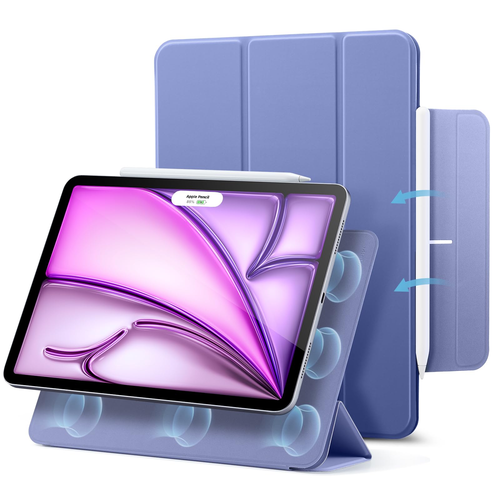 ESR for iPad Air 13 Inch Case M4/M3/M2 (2026/2025/2024), iPad Pro 12.9 Cover, Powerful Magnetic Attachment, Slim Trifold Stand Case, Supports Pencil Pro & Pencil (USB-C), Rebound Series, Pink