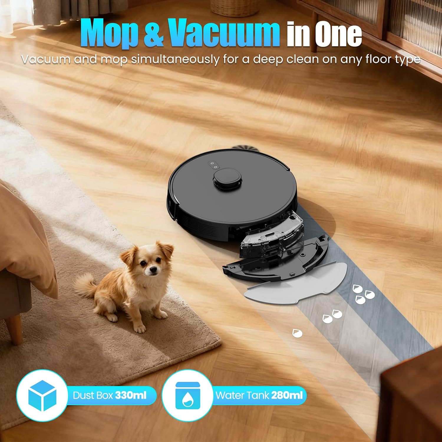 E10+ Robot Vacuum and Mop Combo Self‑Emptying with 8000Pa Suction, LiDAR Navigation, Home Mapping, 75‑Day Capacity, 150 Mins Runtime, APP & Voice Control Robot Vacuum Cleaner for Hair, Floors, Carpets