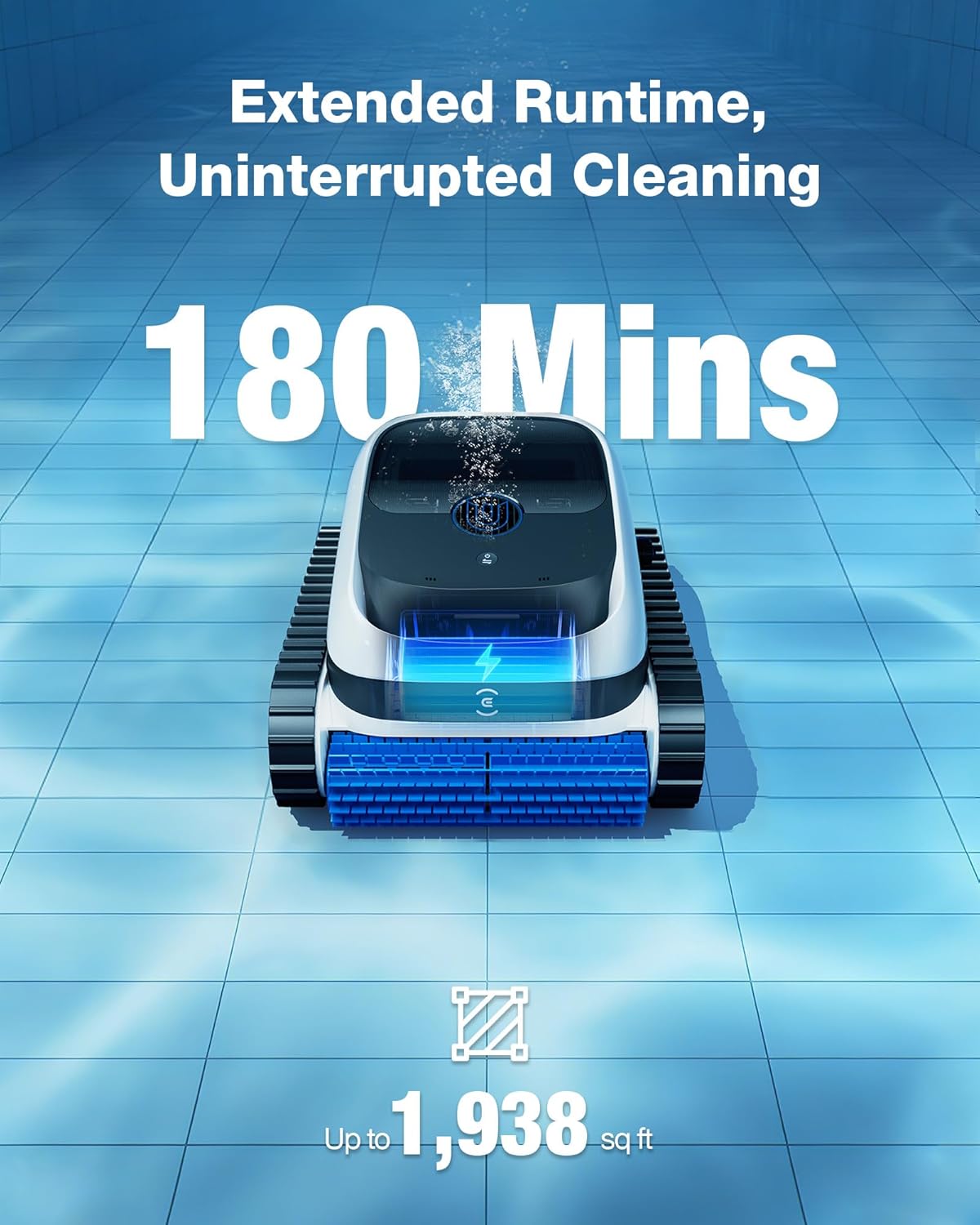 ECOVACS Ultramarine P1 Pool Cleaner Robot, 4800GPH UltraPure Suction, Dual-Layer Filtration, 180 Min Runtime, SmartNavi Navigation, App Control, Cordless Pool Vacuum for Floor & Wall, Up to 1937 sqft