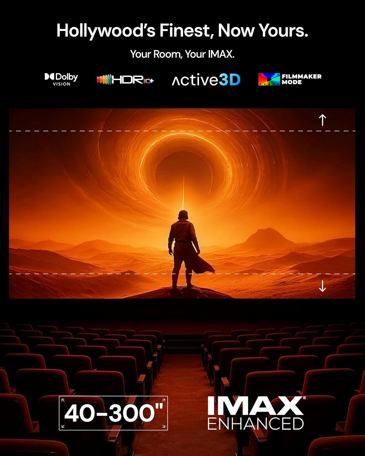 Valerion VisionMaster Pro2 Triple Laser Projector 4K,15000:1 Contrast, 0.9-1.5x Optical Zoom, 2X Multitasking Power, IMAX, HDR10+, GTV, 4ms Lag-Free Gaming, 3000 ISO Lumens, Google Home, Apple Homekit