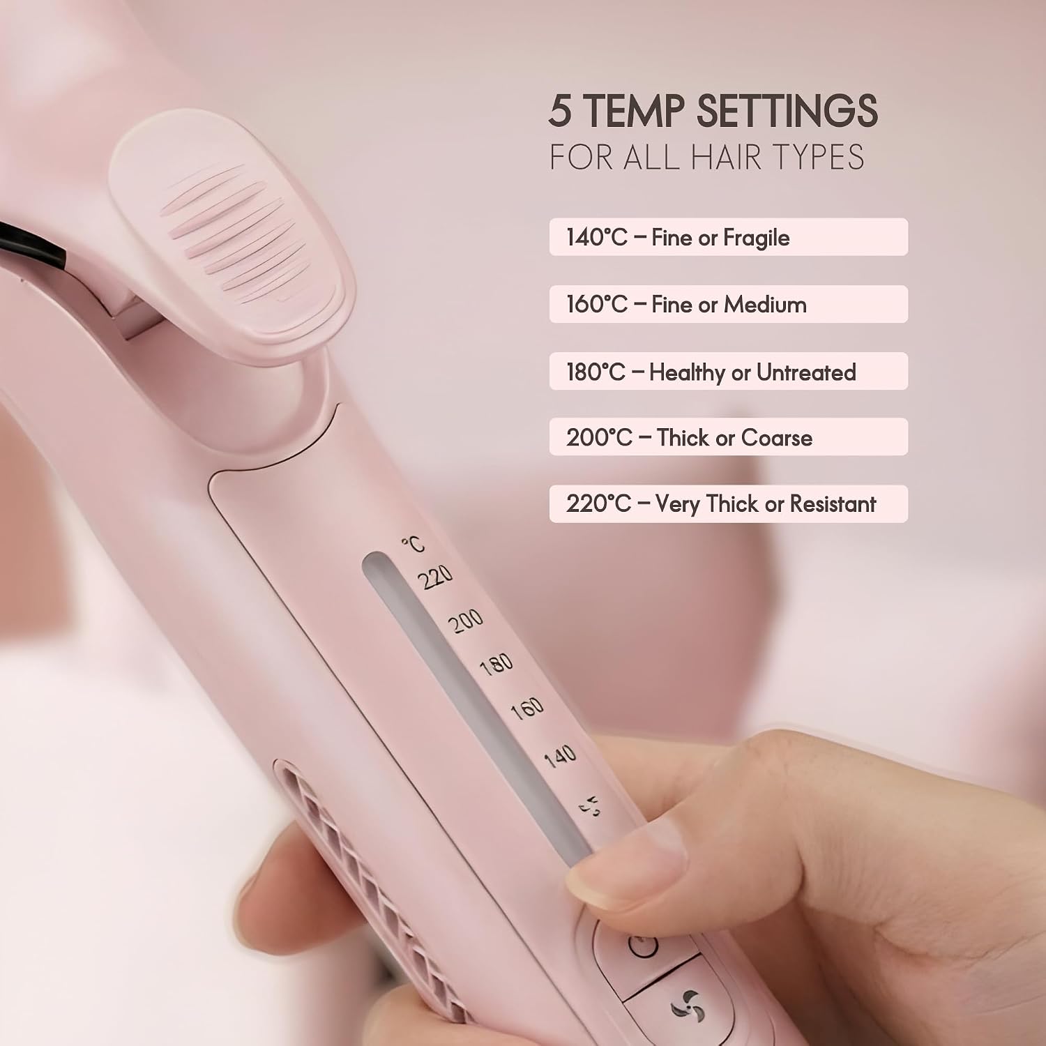 ELLE Hair Straightener Curler Ceramic Plates Airflow Technology | Ceramic-coated plates, airflow technology, fast heat-up, lightweight ergonomic design for home or travel use