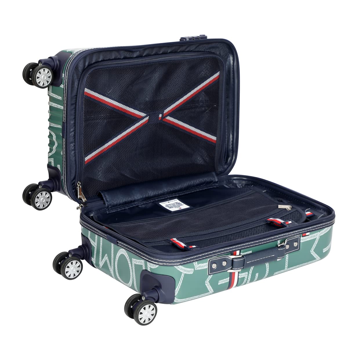 Tommy Hilfiger Twister Polycarbonate Unisex Hard Luggage Trolley Bag for Travel - 57 cms, Silver 8 Wheel Small Cabin Bag