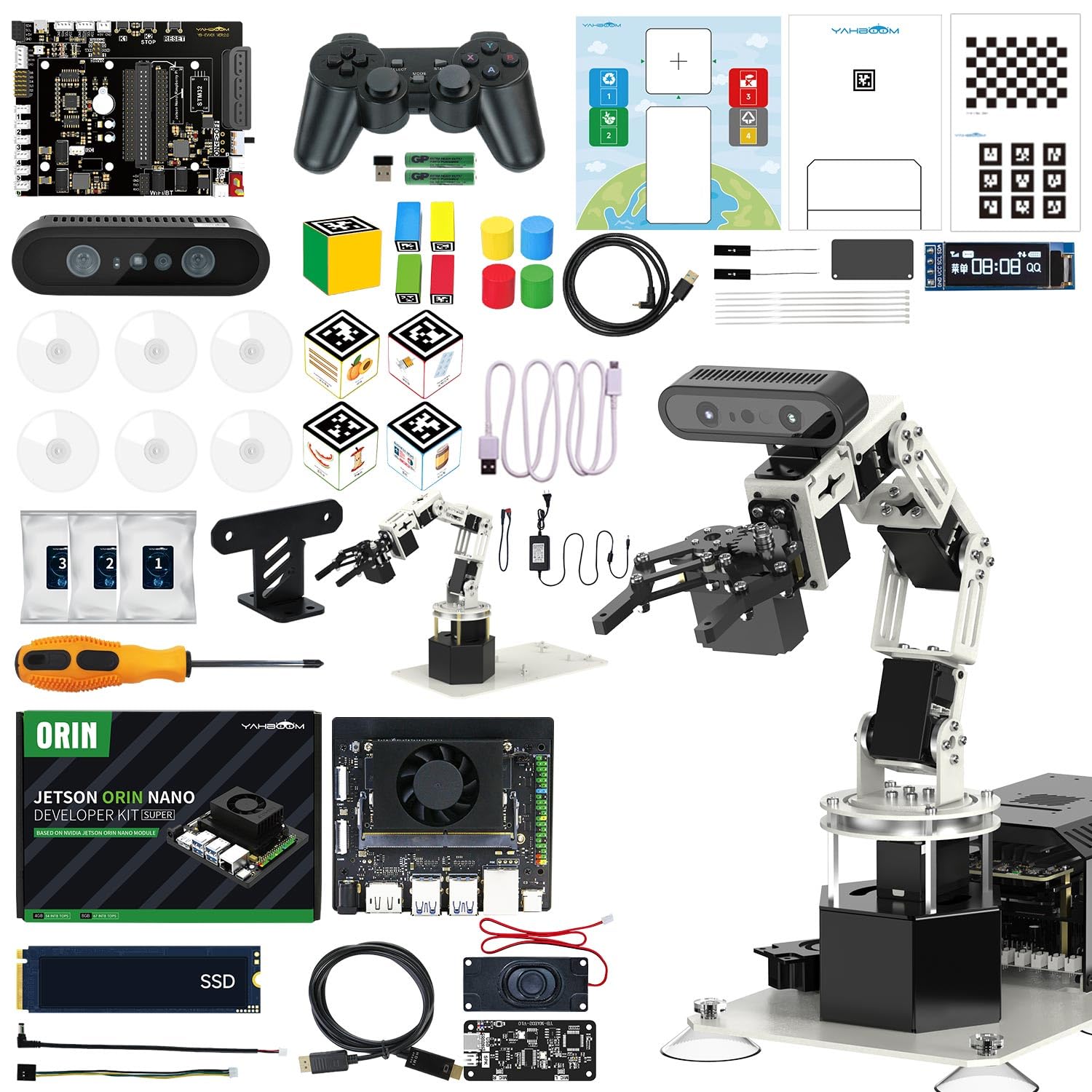 Yahboom Jetson Orin NX Super 16GB 157Tops Robotic Arm 3D Recognition Scanning, Depth Camera Visual AI with Display Supports AI Voice Interaction