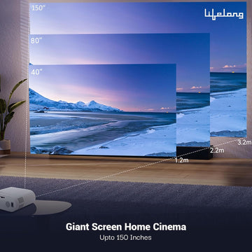Lifelong Electronics TruePixel स्मार्ट प्रोजेक्टर | Android, 1080P फुल HD नेटिव और 4K अल्ट्रा HD सपोर्ट | 6000 लुमेन | कमरे और बाहर के लिए | सभी OTT ऐप्स | वाईफ़ाई/बीटी, मिररिंग, USB, HDMI, स्पीकर