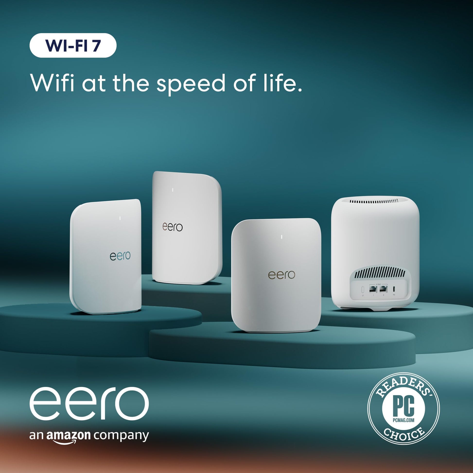 Amazon eero Pro 7 with 1 month free eero Plus (auto-renews) - Supports internet plans up to 5 Gbps, Coverage up to 2,000 sq. ft., Connect 200+ devices, 1-pack