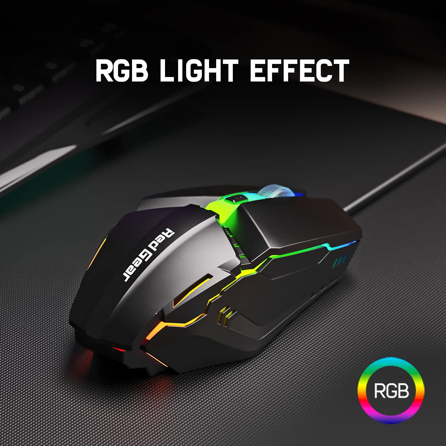 Redgear A-10 Wired Gaming Mouse with RGB LED, Lightweight and Durable Design, DPI Upto 2400, Compatible with Windows.