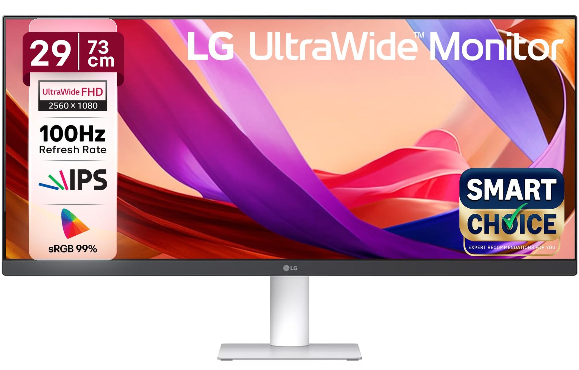 LG UltraWide 29 inch (73 cm) IPS FHD, Color Calibrated, 100Hz, 7W x 2 Inbuilt Speaker, USB-C, Display Port, HDMI, White Color-29WQ600