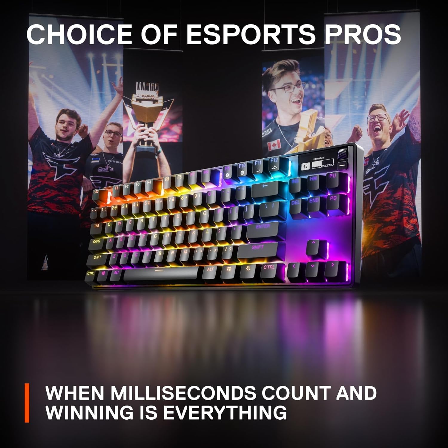SteelSeries Apex Pro TKL Mechanical Gaming Keyboard Â– World'S Fastest Mechanical Switches Â– OLED Smart Display Â– Compact Form Factor Â– RGB Backlit With Wired Connection, Black