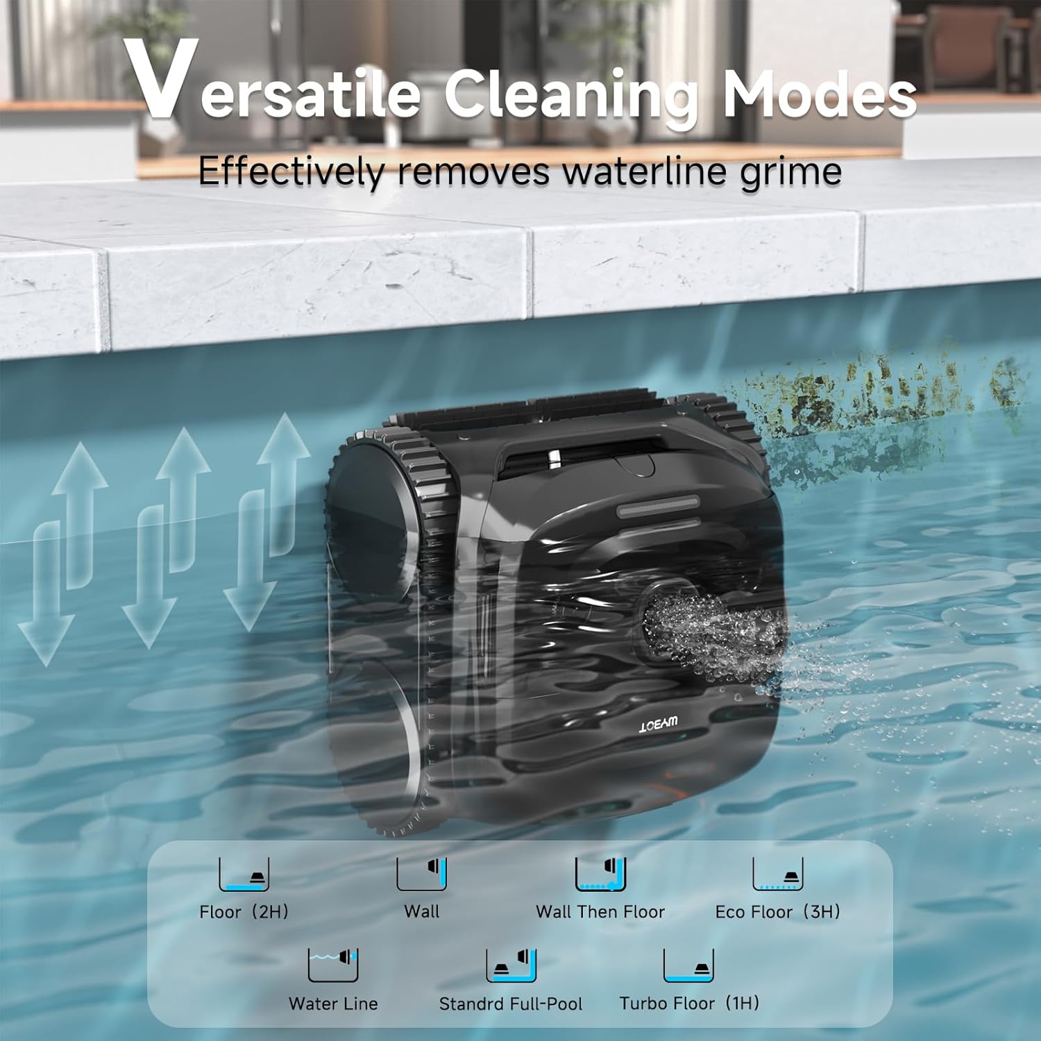 WYBOT C2 Cordless Robotic Pool Cleaner, Pool Vacuum Robot for Inground with Dual Filtration, Lasts 180 Mins, Wall & Waterline Cleaning, Smart Weekly Timer, App Support, OTA Upgraded-Dark Black