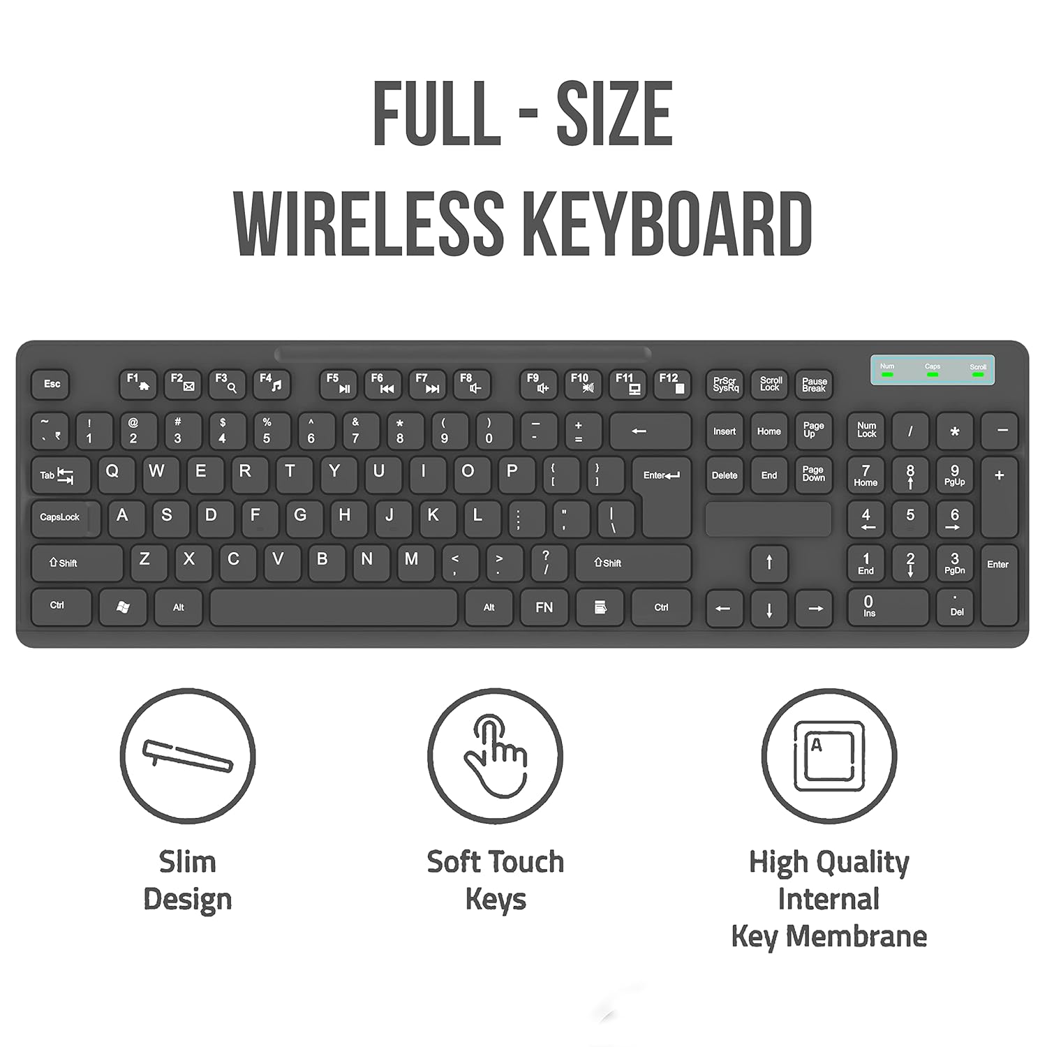 Quantum Wireless Keyboard and Mouse Combo, 12 Months* Battery(Cells Included), Nano Receiver, Silent Keys 800/1200/1600 DPI, Chiclet Keys Spill Resistant Keyboard for PC/Laptop, 1 Yr Warranty (Black)
