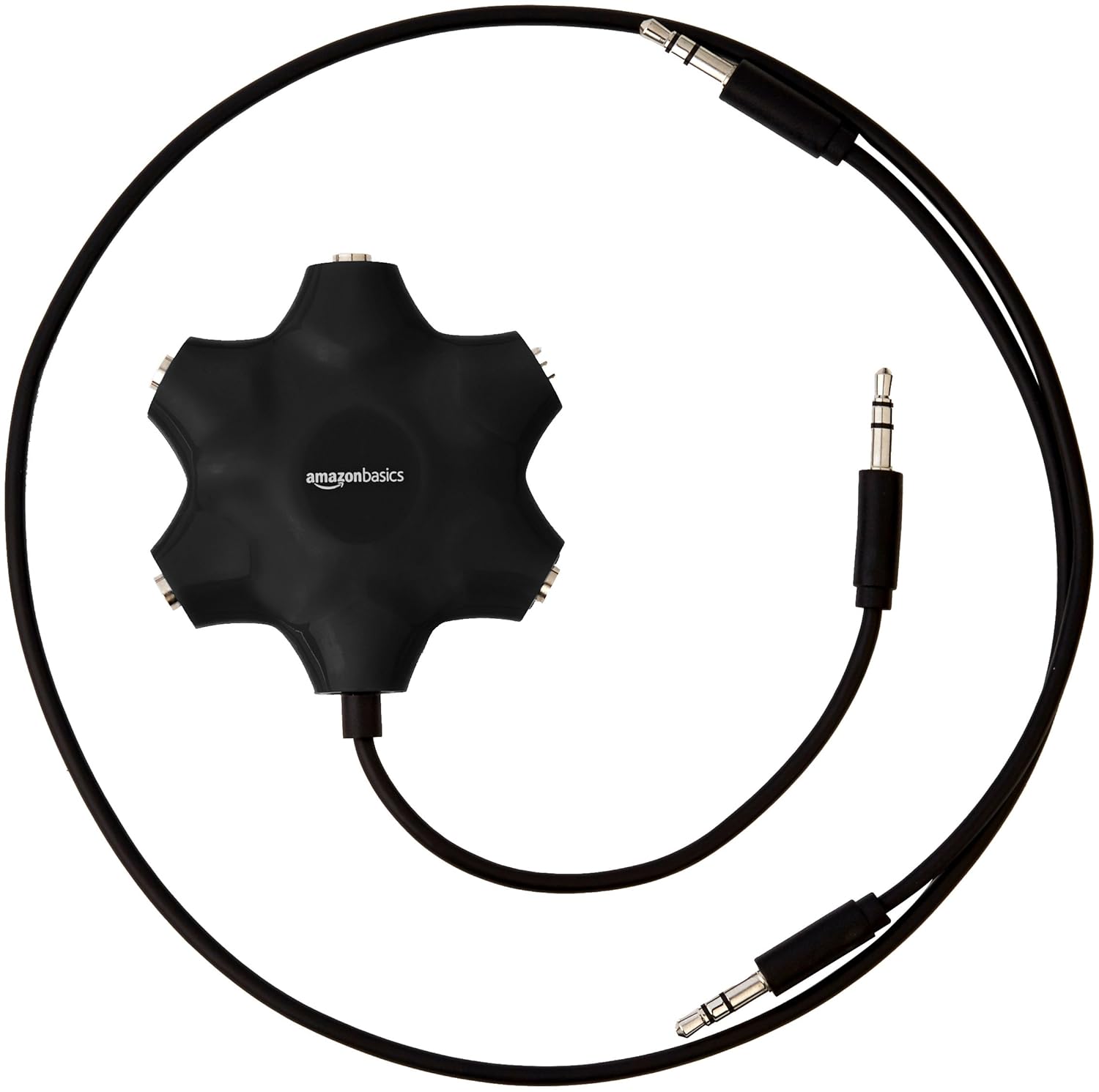 Amazon Basics L6LAU002-CS-H 5-Way Multi Headphone Auxiliary Splitter, Black