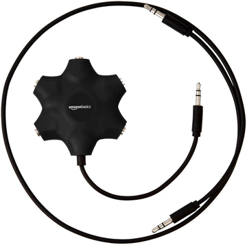 Amazon Basics L6LAU002-CS-H 5-Way Multi Headphone Auxiliary Splitter, Black