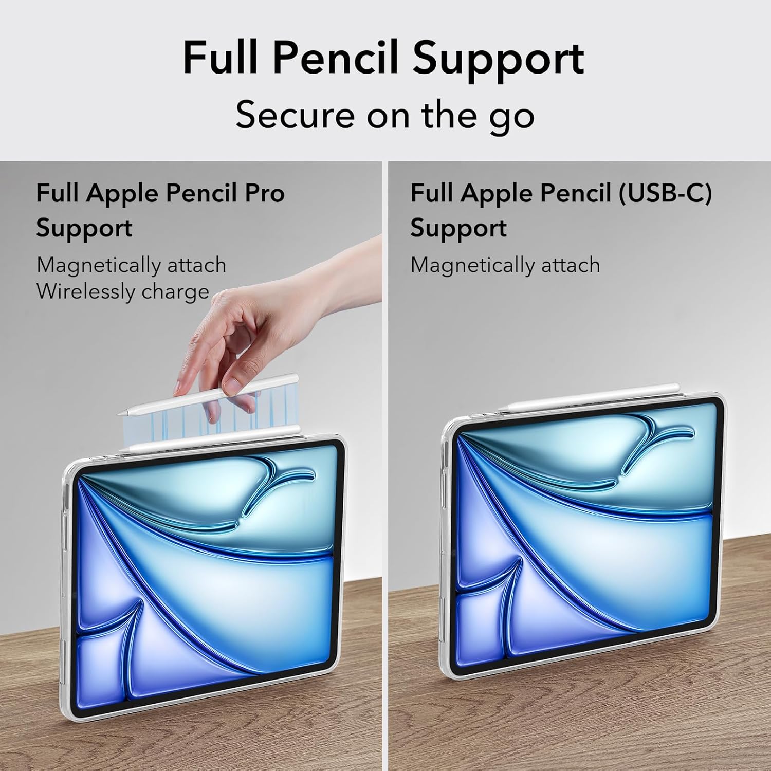 ESR for iPad Air 11 inch Generation Cover(2024), iPad Air 5th/4th Generation Cover (2022/2020), Slim & Light, Yellowing Resistant, Transparent Back Cover, Supports Pencil Pro/USB-C, Zero Series, White