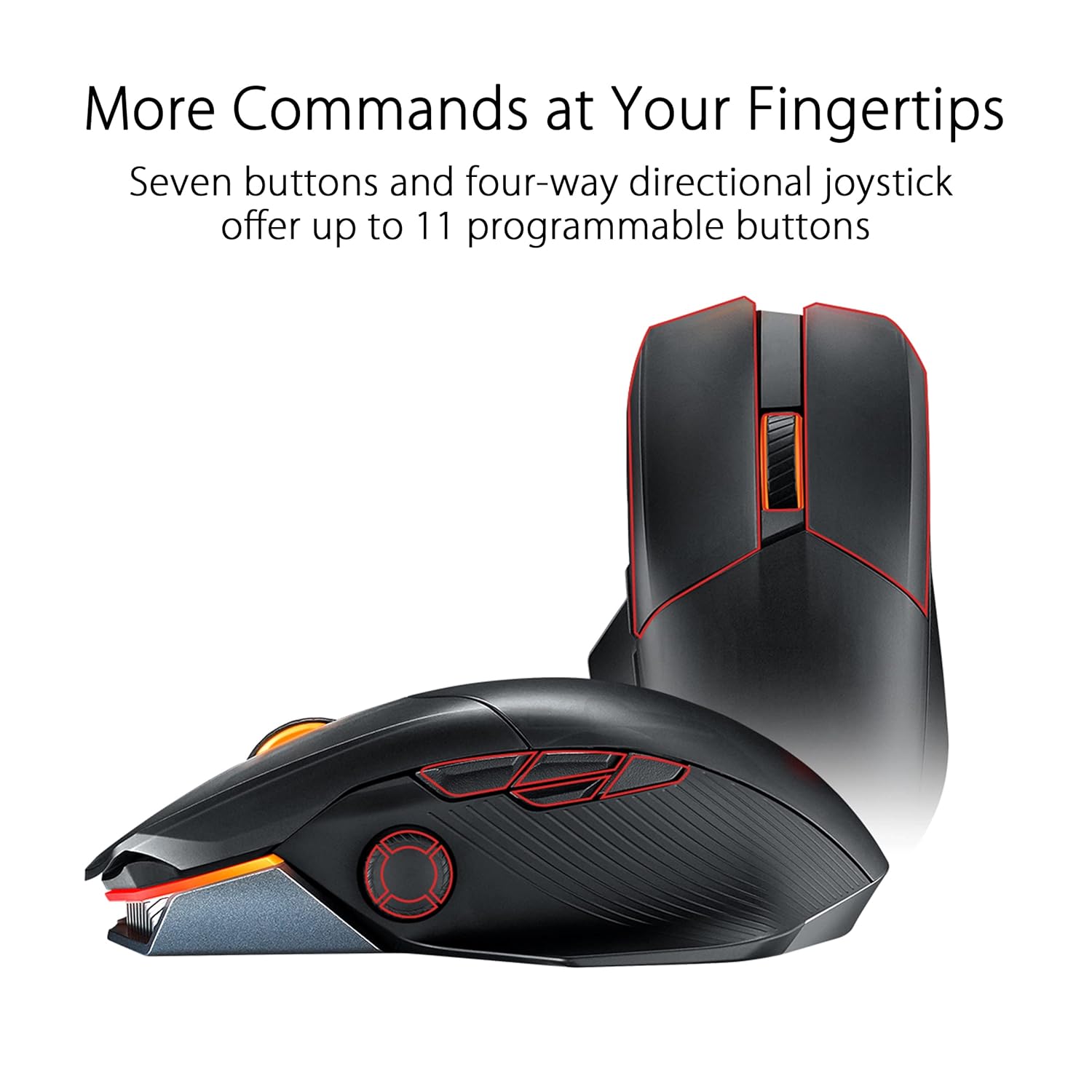 Asus ROG Chakram X Origin Gaming Mouse, Tri-Mode connectivity (2.4GHz RF, Bluetooth, Wired), 36000 DPI Sensor, 11 programmable Buttons, Detachable Joystick, Paracord Cable, Black