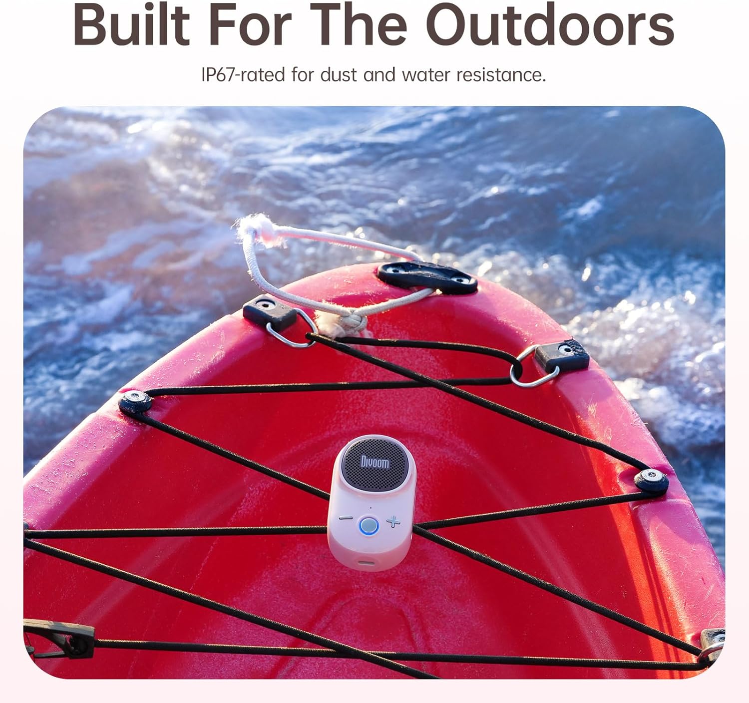 Divoom Itour-S Portable Mini Wearable Bluetooth Speaker, Big Audio and Punchy Bass,Clip-On Design, IP67 Waterproof and Dustproof,10 Hours Playtime,Speaker for Home Travel Office and Outdoors (Pink)