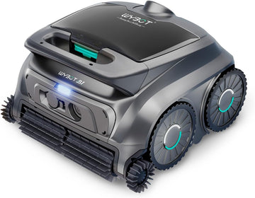 WYBOT B1 Cordless Robotic Pool Vacuum, Quad-Roller Brushes for Edge Cleaning, Smart Pool Cleaner Robot for Inground & Above Ground Pools, High Obstacle Crossing, App Control, Silver Gray