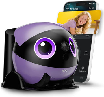 Enabot EBO 3K Home Camera Robot Air 2 Plus: Indoor Camera, Movable Robot Companion, 2-Way Video, AI Chat Mode, Auto-Recharge, Long Battery Life, Custom Facial Image, Night Vision, 32GB Memory Card ***SEALED****