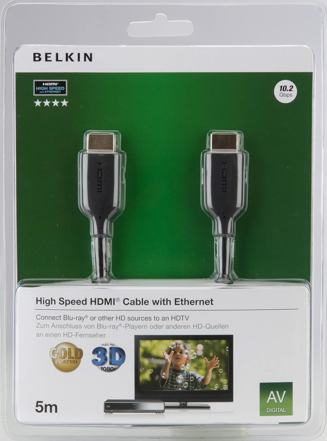 Belkin F3Y021bt5M High Speed HDMI Cable with Ethernet - 5 Meter