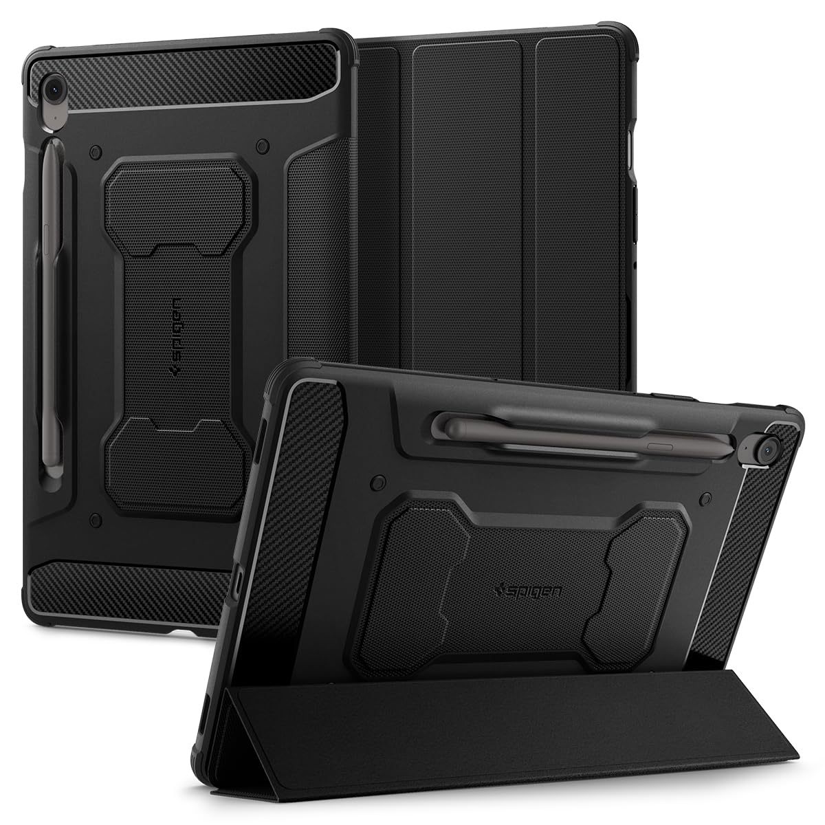 Spigen Rugged Armor Pro for Samsung Galaxy Tab S11 Ultra 14.6inch Full Cover Folio Case with Built in S Pen Holder, Trifold Stand - Black