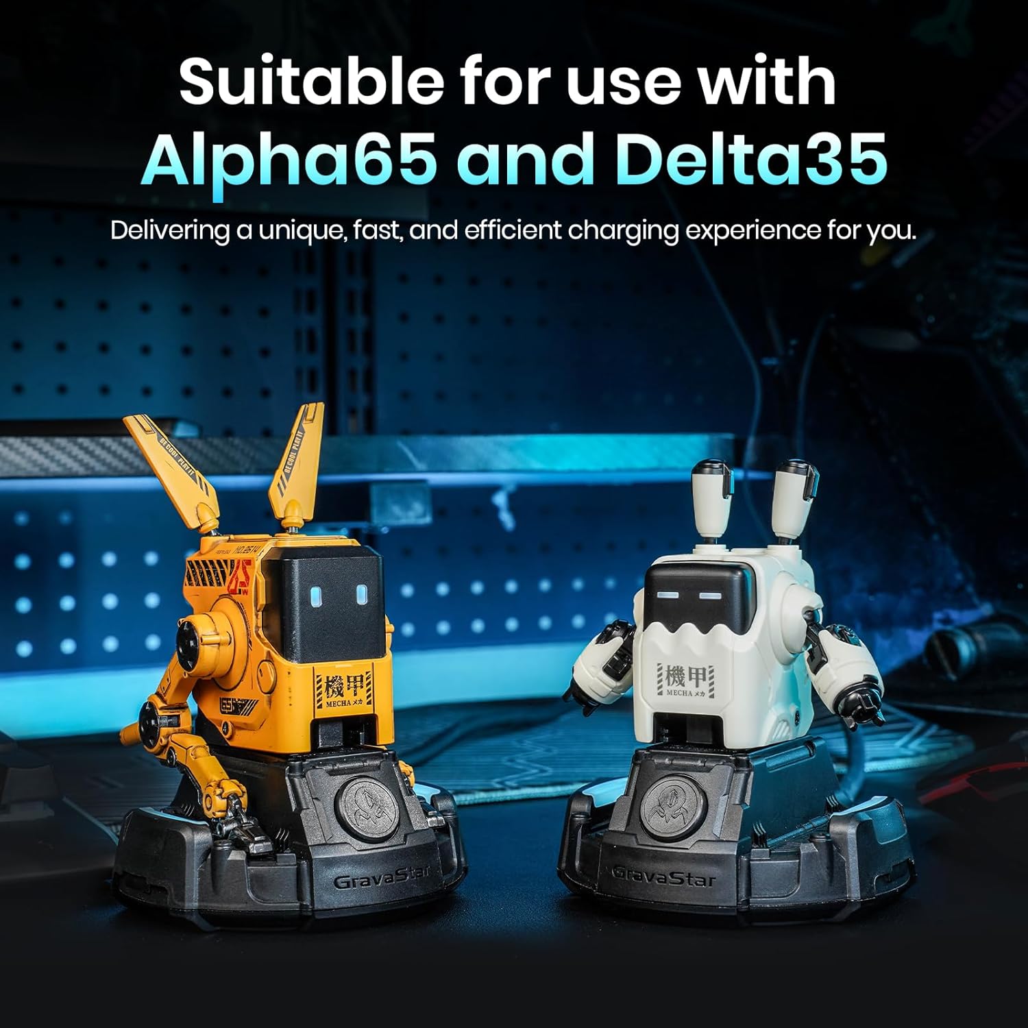 GravaStar Power Strip for Alpha65 65W Charger and Delta35 35W Charger, 5 ft Extension Cord Flat Plug Surge Protector, Indoor Desk Charging Station for Home Office Dorm