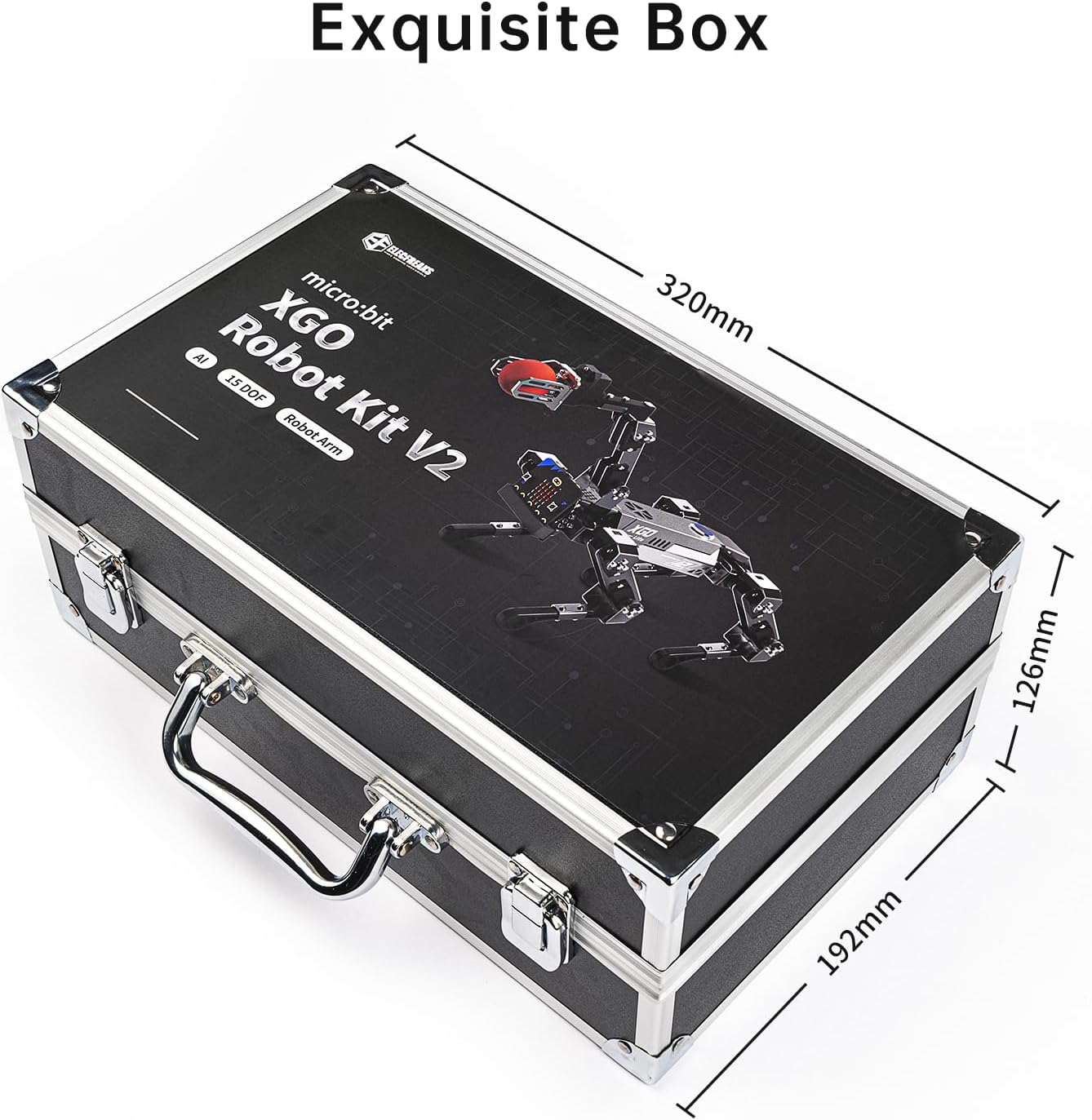 ELECFREAKS microbit Robotic Dog Xgo V2 Kit, 15 Movable Joint DIY Programmable Full Metal Bionic Robot Kit, STEM Educational Project for Open Source Hardware(Without Micro:bit)