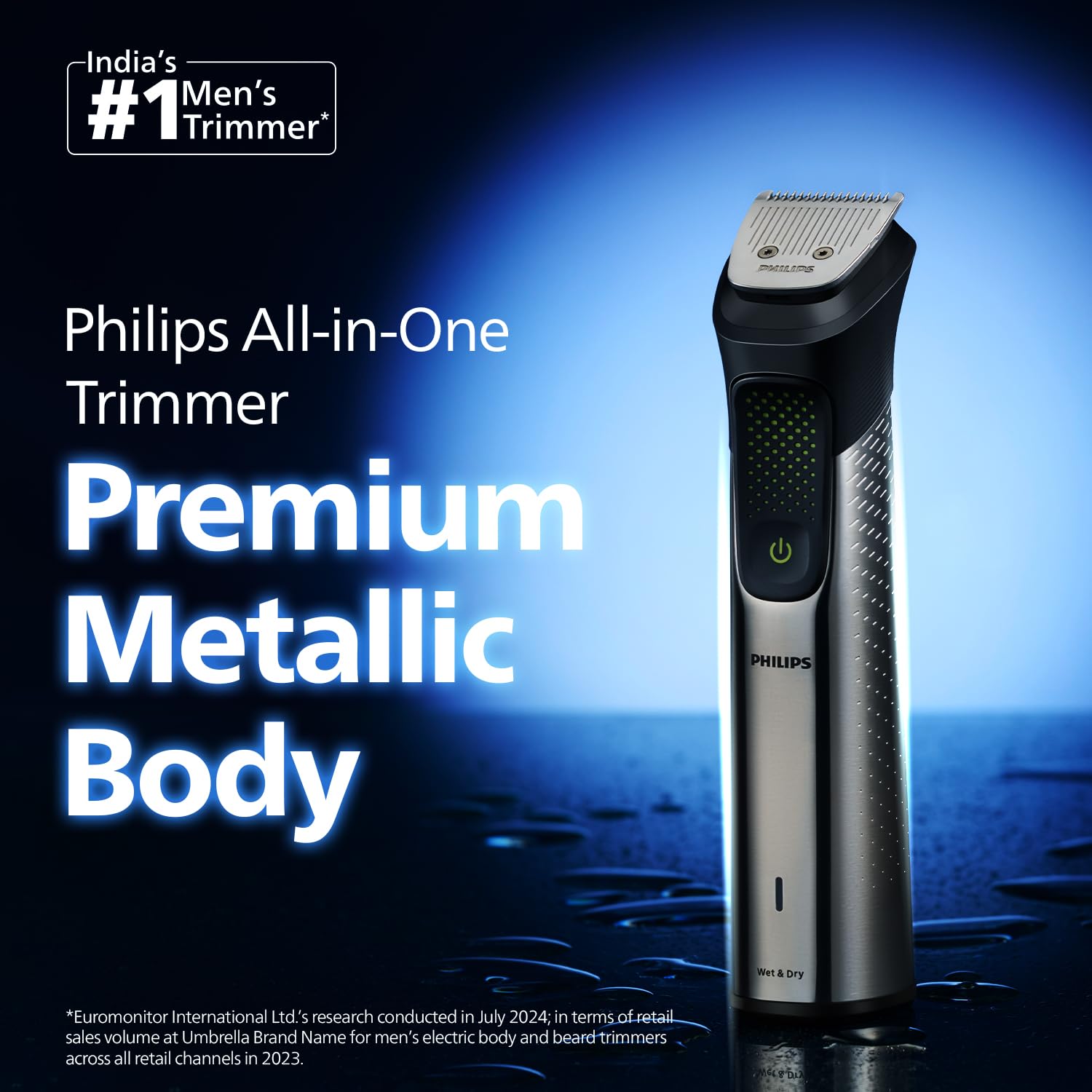 Philips India's No.1 Men's Trimmer | Pro Beardsense Technology | 15-In-1 Pro Kit - Face, Body & Private Parts | 3 Year Warranty | 120Min Runtime | 5 Min Quick Charge MG9551/65,Black