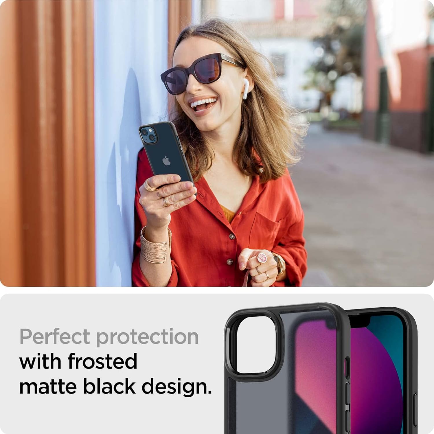 Spigen Ultra Hybrid Matte Back Cover Case Compatible with iPhone 13 (TPU + Poly Carbonate | Frost Black)