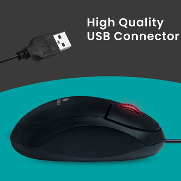 Zebronics Rise, Wired Optical Mouse, 3 Buttons, High Precision, 1200 DPI, Works on Most Surfaces, Plug & Play, USB Interface, 1.2m Cable Length