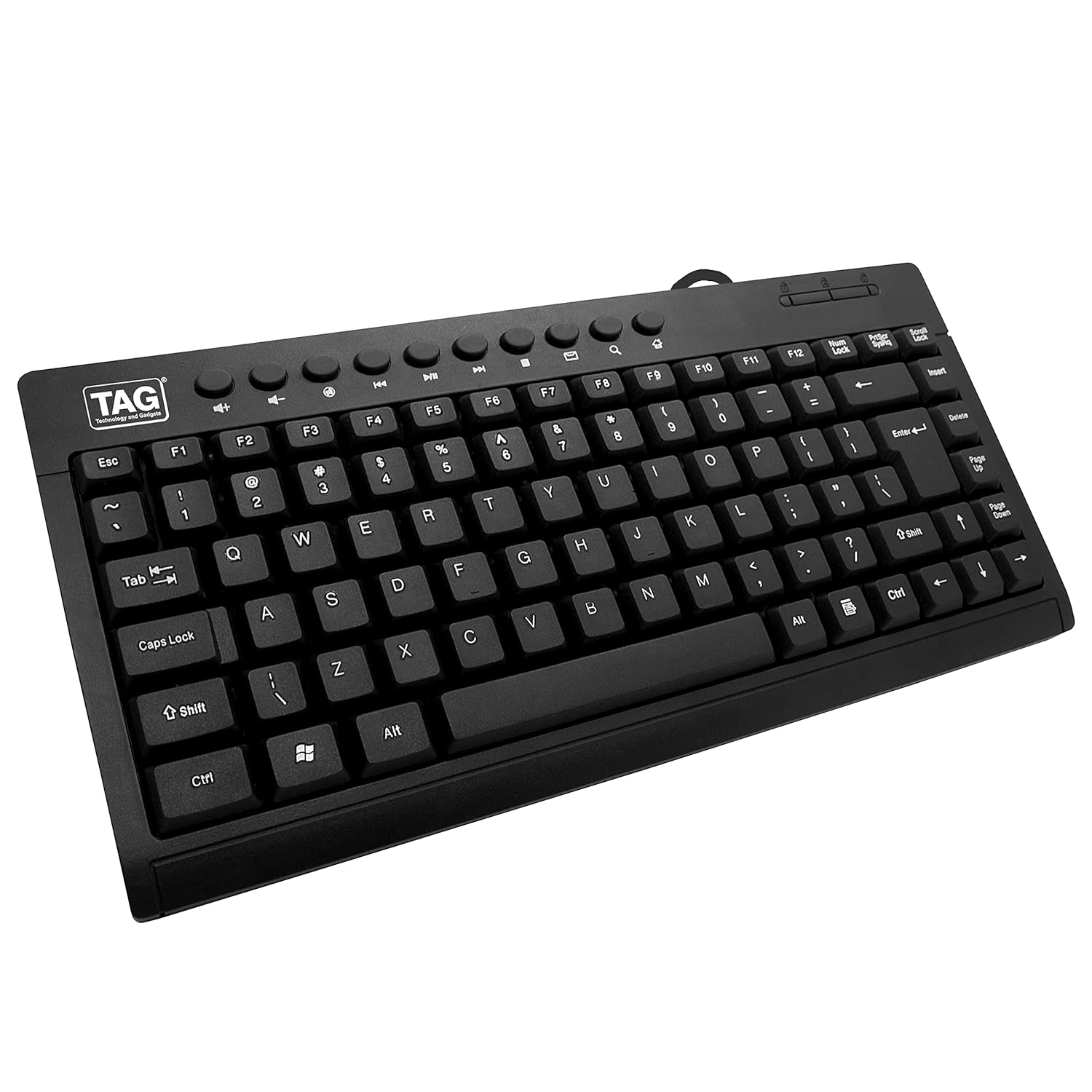 TAG Blaze Mini USB Wired Membrane TenKeyLess Keyboard | 95 Keys with Dedicated Media Control Buttons | Compact Design | Sleek and Slim | Silent Performance | Plug and Play for PC, Laptop, Mac (Black)