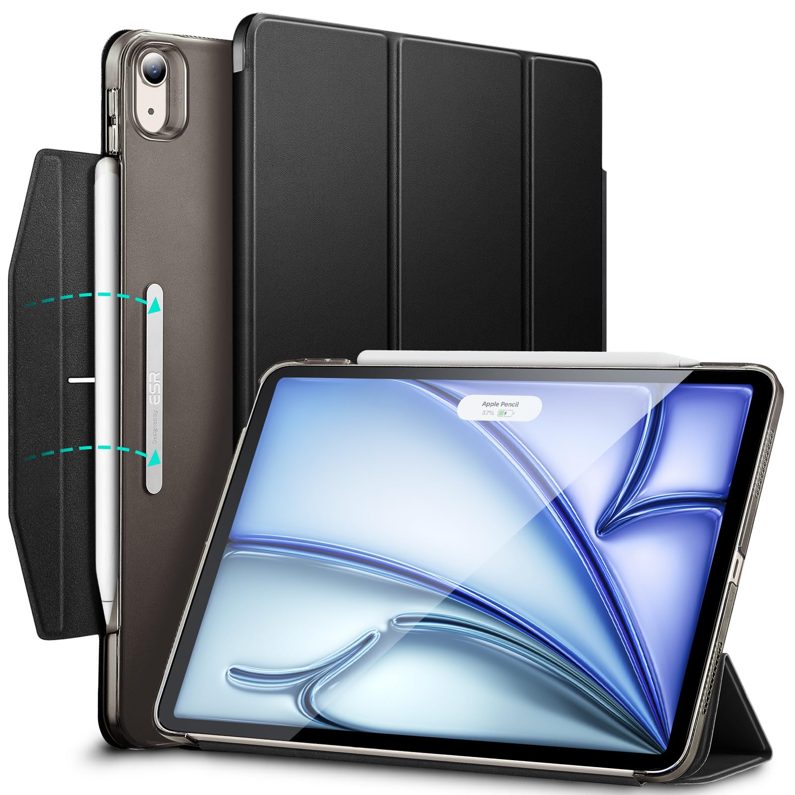 ESR for iPad Air 11 inch Case M3/M2 (2025/2024), iPad Air 7th/6th/5th/4th Generation Cover Case 2022/2020, Smart Trifold Stand with Clasp, Support Pencil Pro/USB-C Charging, Ascend Series, Navy Blue