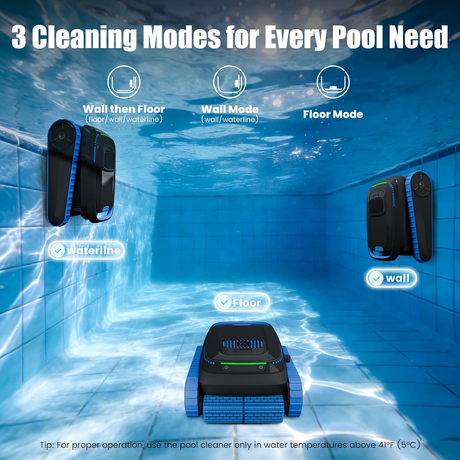 PC20 Automatic Robotic Pool Cleaner, Cordless Pool Vacuum Robot for Inground & Above Ground Pools, Smart Navigation, Self-Parking, 5000GPH Suction, Cleans Floor, Wall & Waterline