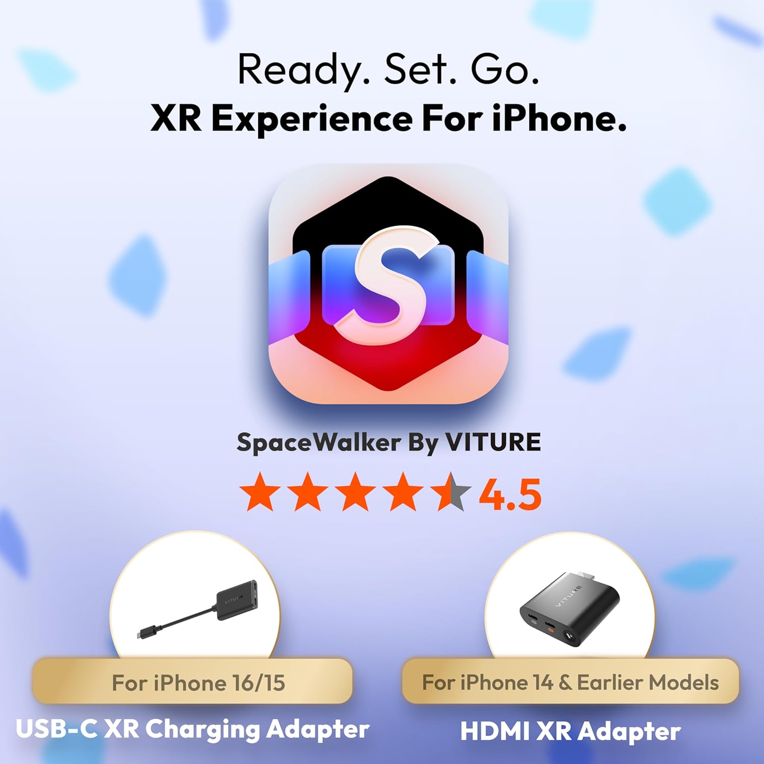 VITURE HDMI XR Adapter for iPhone 14 & Earlier Models, Enabling MultiScreen/Enhanced 3DoF/VR Videos, 2.8 Hours Battery Life, Charge While Playing, Direct Play on PS/Xbx/Gaming Consoles