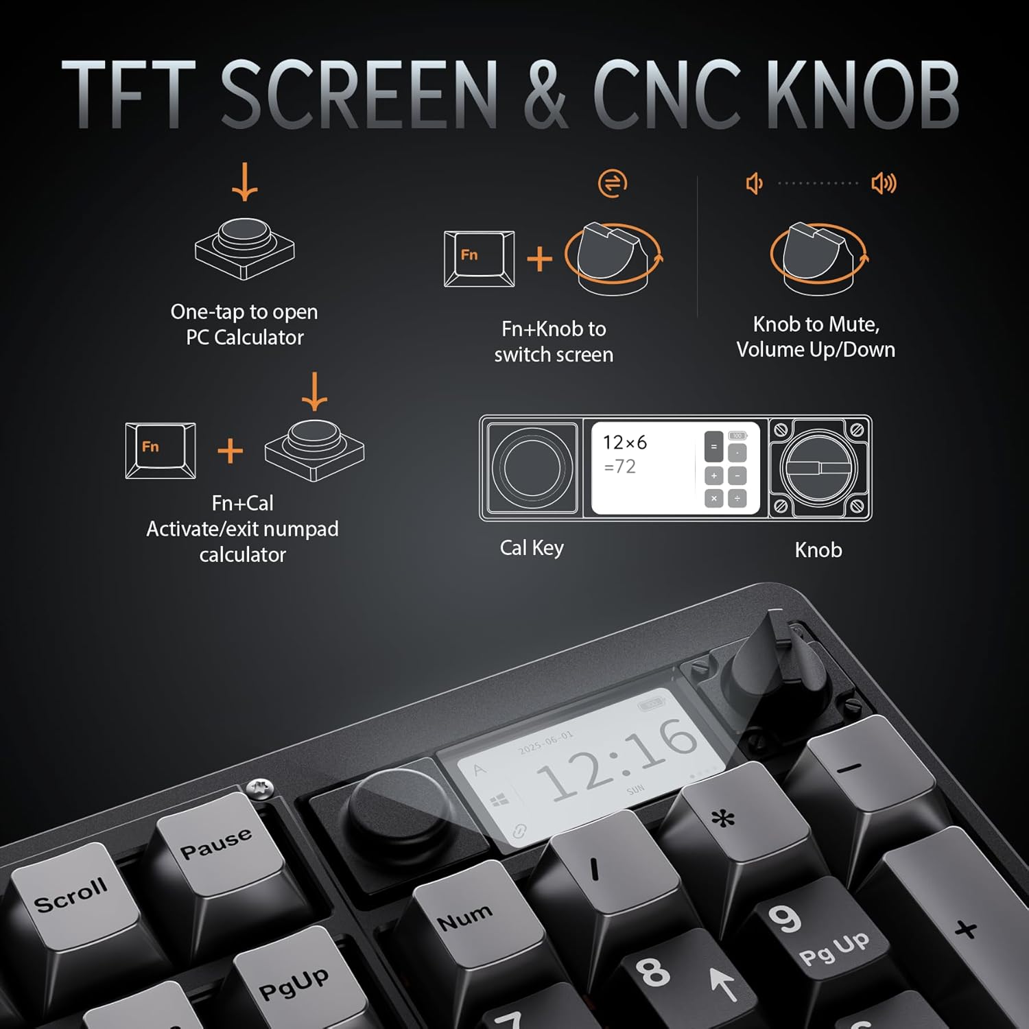 OOCTPK Wireless Mechanical Keyboard, Chilkey ND104 Gaming Keyboard 106% Hot Swappable Custom Keyboard with Knob, RGB Backlit, Bluetooth 5.4/2.4GHz/USB-C, Full-Aluminum, PC/Mac Support (43.8×14×3.5cm)