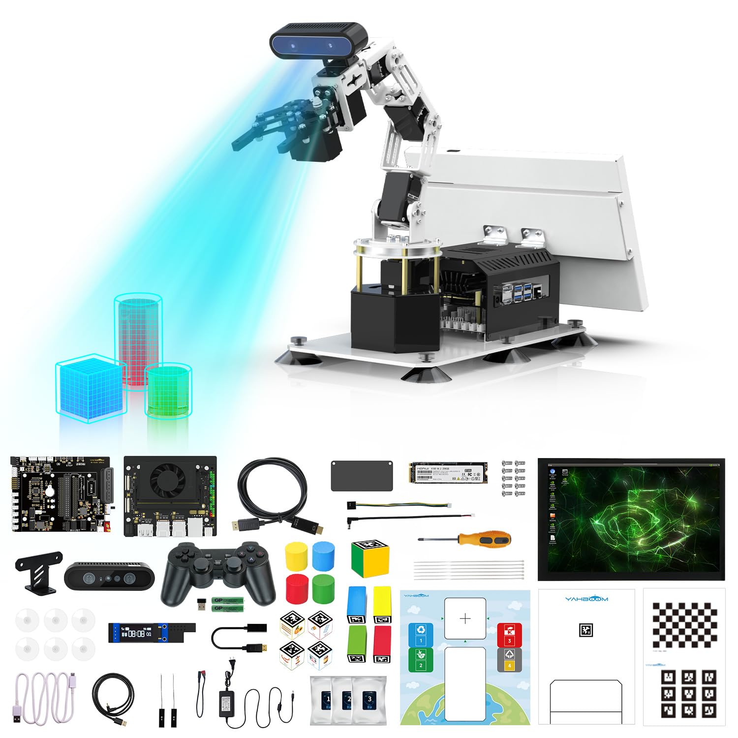 Yahboom Jetson Orin NX Super 16GB 157Tops Robotic Arm 3D Recognition Scanning, Depth Camera Visual AI with Display Supports AI Voice Interaction