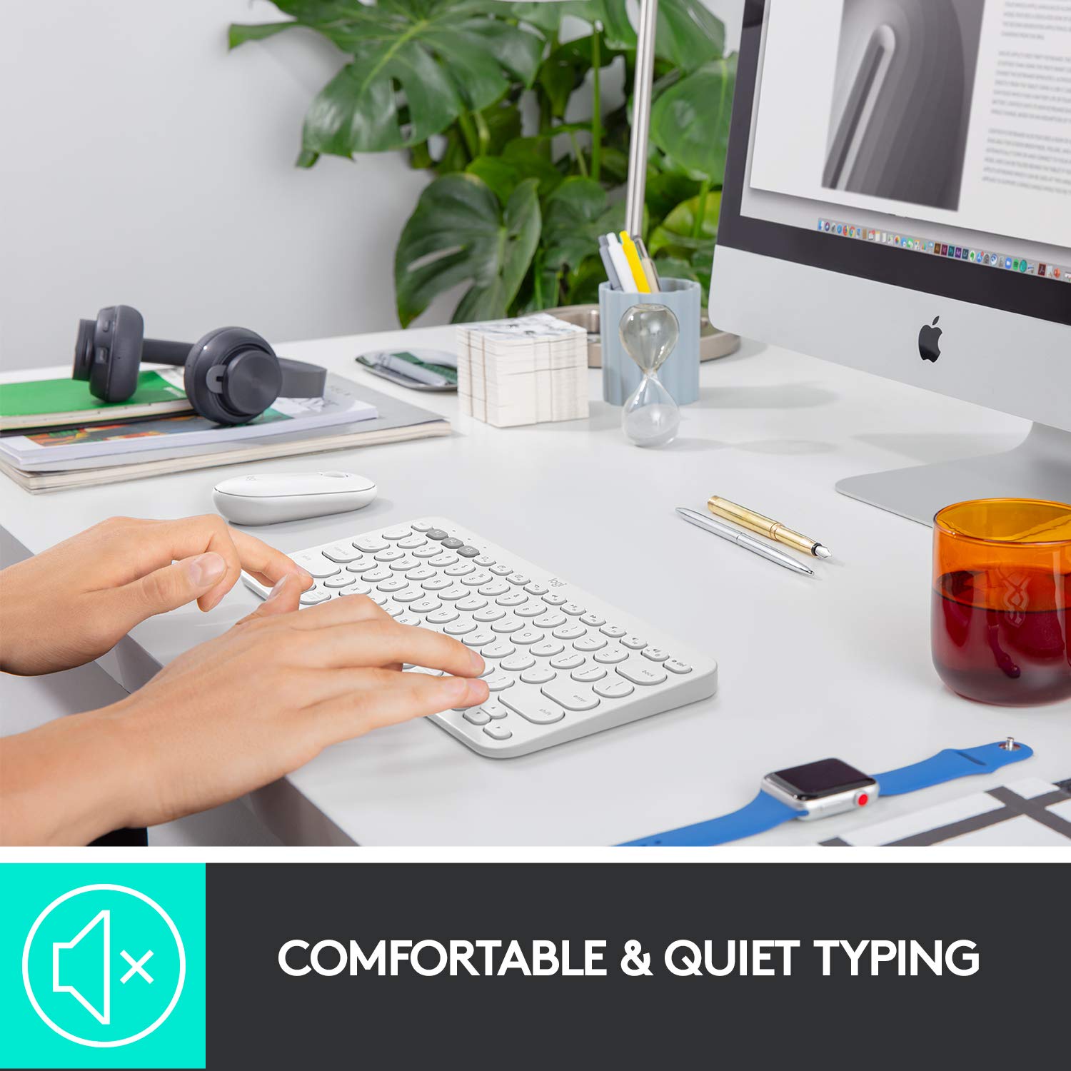 Logitech K380 Wireless Multi-Device Bluetooth Keyboard for Windows, Apple iOS, Apple Tv, Android Or Chrome, for Pc/Mac/Laptop/Smartphone/Tablet(Off White)
