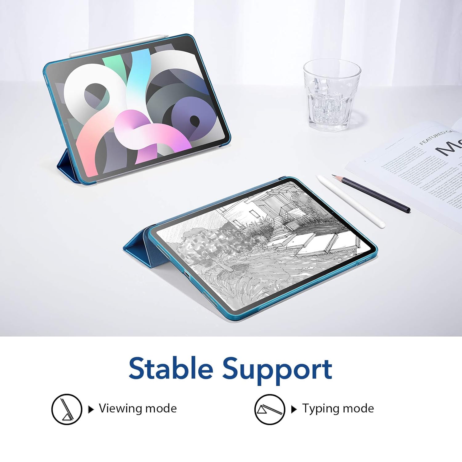 ESR for iPad Air 5th Generation Cover (2022) and iPad Air 4th Generation Cover (2020), Slim and Lightweight, Auto Sleep/Wake, Trifold Stand, Soft TPU Cover, iPad Air 5/4 Case, Navy Blue
