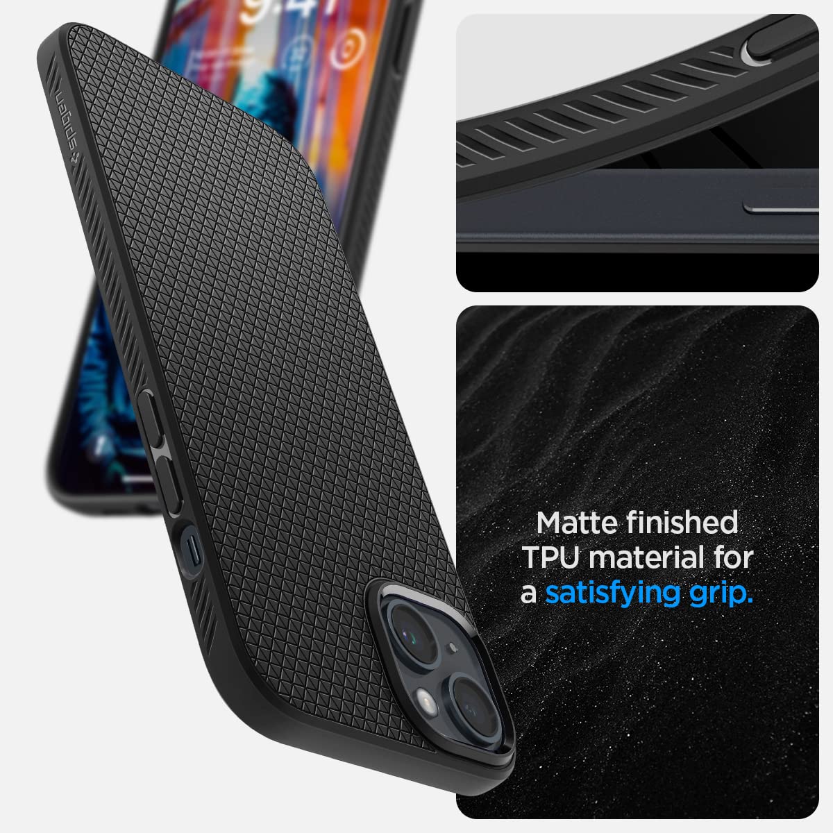 Spigen Liquid Air Back Cover Case Compatible with iPhone 14 Plus (TPU | Matte Black)