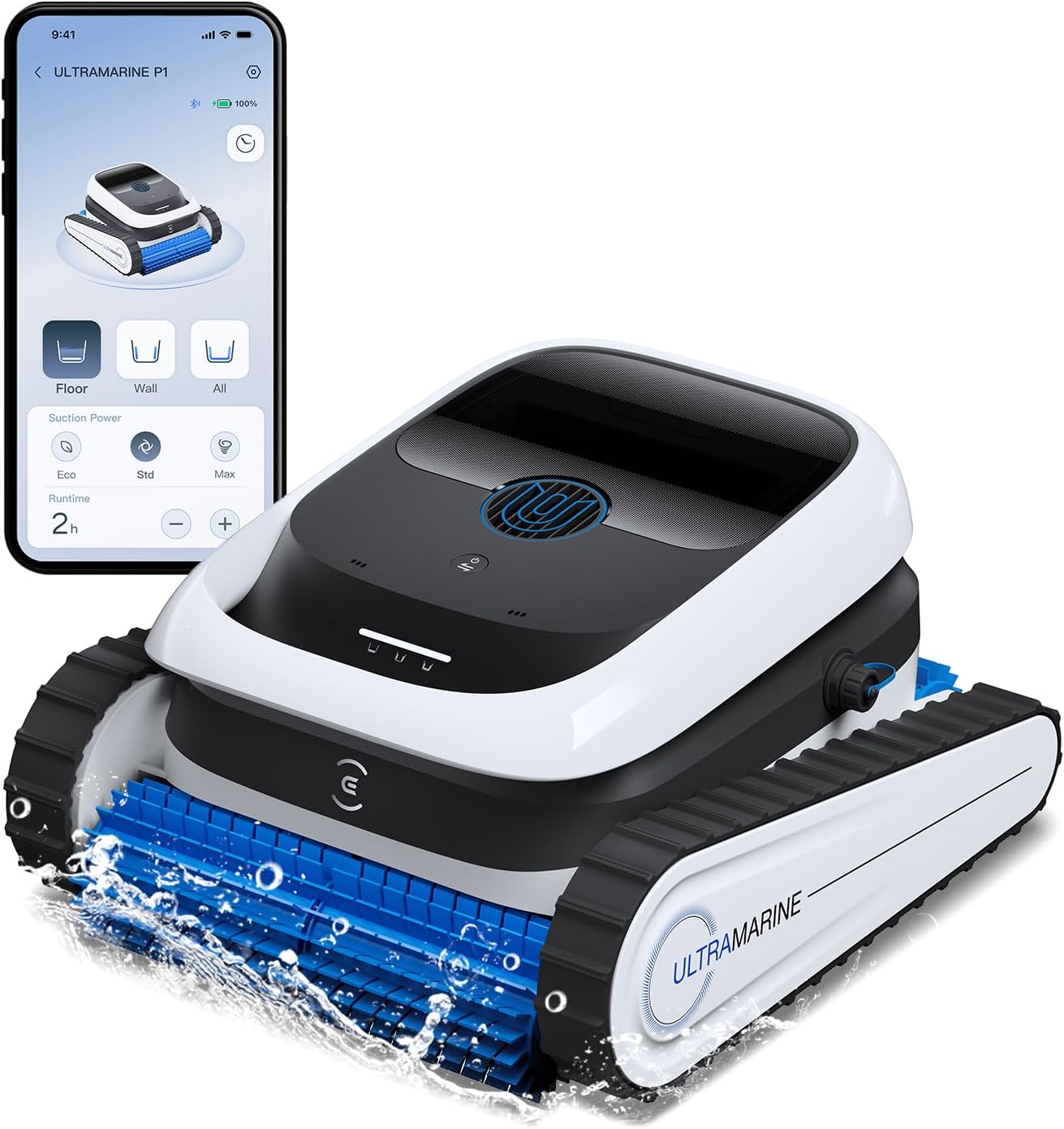 ECOVACS Ultramarine P1 Pool Cleaner Robot, 4800GPH UltraPure Suction, Dual-Layer Filtration, 180 Min Runtime, SmartNavi Navigation, App Control, Cordless Pool Vacuum for Floor & Wall, Up to 1937 sqft