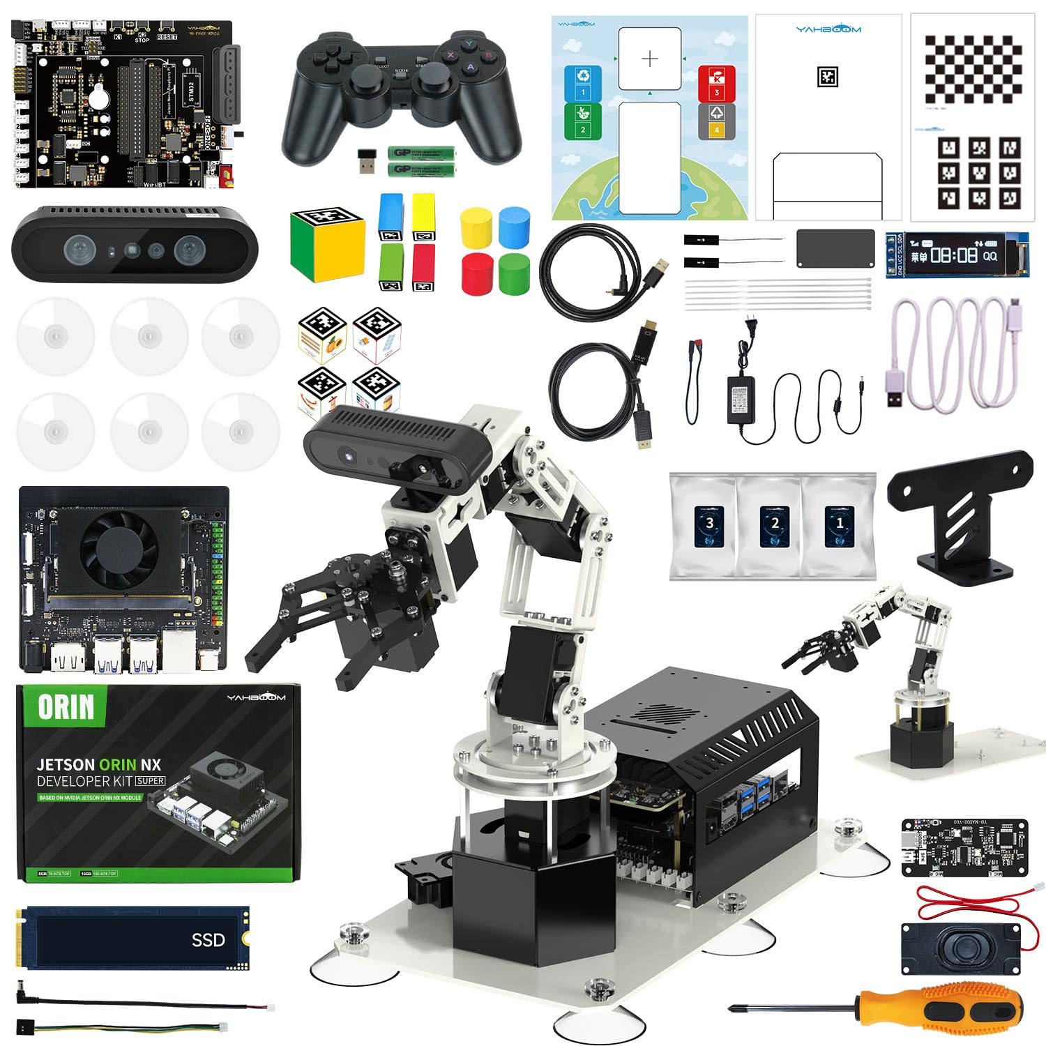 Yahboom Jetson Orin NX Super 16GB 157Tops Robotic Arm 3D Recognition Scanning, Depth Camera Visual AI with Display Supports AI Voice Interaction
