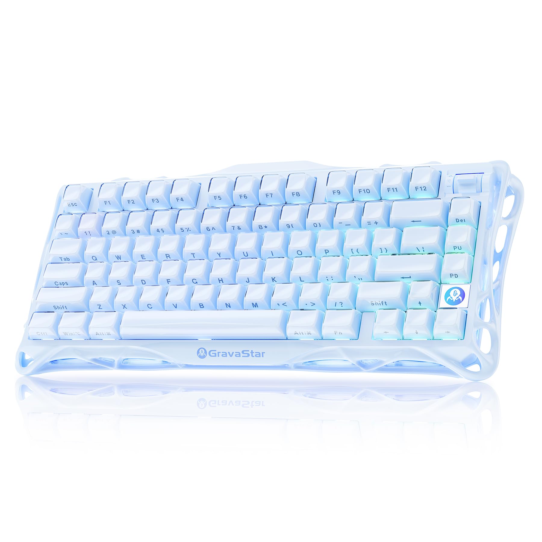 GravaStar Mercury K1 75% Wireless Mechanical Gaming Keyboard, Aluminum Alloy, Gasket Compact Custom Keyboard Hot-Swap Socket, Linear Switches, RGB Backlit - Gradient Black
