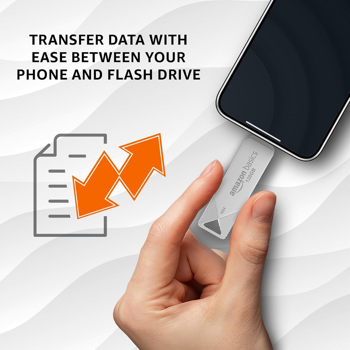 Amazon Basics 128GB OTG USB Flash Drive | 80+ Mbps Read Speed | Dual Interface Type-C & USB | High-Speed Data Transfer (Metal)
