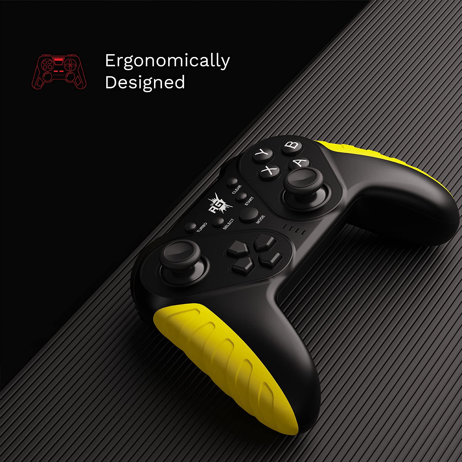 Redgear MS-150 Wireless Gamepad with 2.4GHz Wireless Technology, 2 Digital triggers, 2 Analog Sticks, Integrated Dual Intensity Motor, Type-c Charging for PC(Punk Yellow)