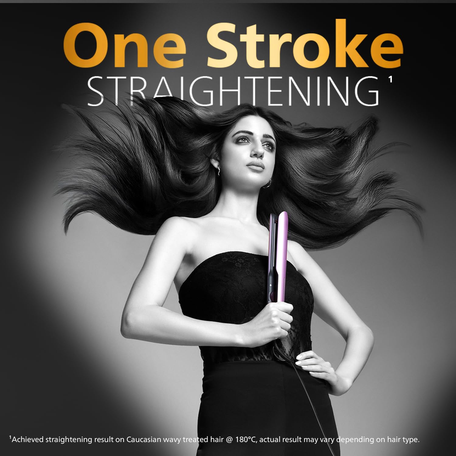 Philips India's No.1 Hair Styling Brand - One Stroke Hair Straightener | 50% Faster Straightening | 3 days salon-like hair | 12 Temperature Settings (120–230°C) Designed for Indian Hair | BHS530
