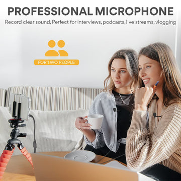 Maono AU-404 Auxiliary USB Omnidirectional Dual Collar Lavalier Condenser Microphone For Mobile, PC, YouTube Recording, Singing, Vlogging (Black)