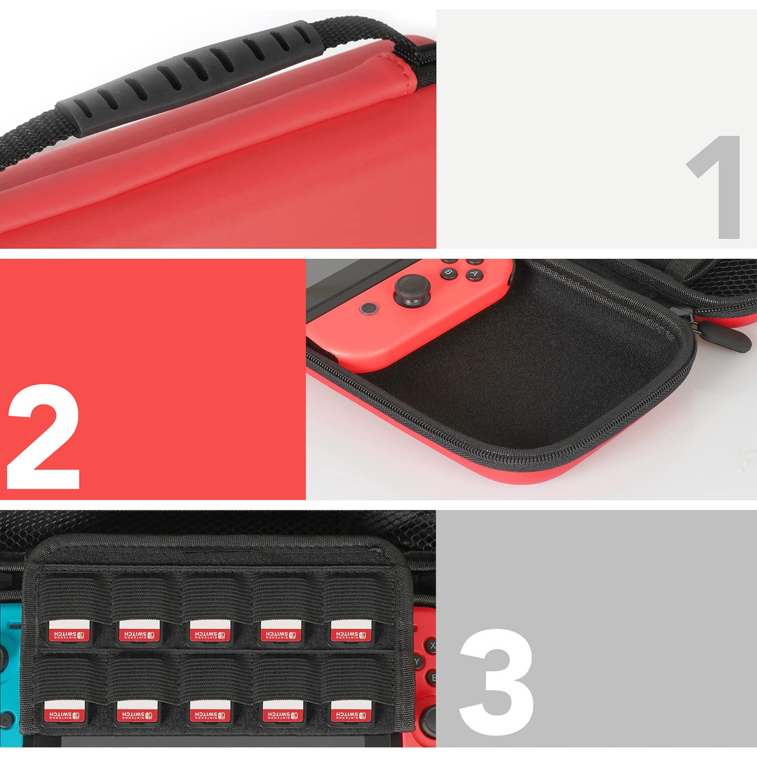AmazonBasics Starter Kit for Nintendo Switch - Case Only - (Red)