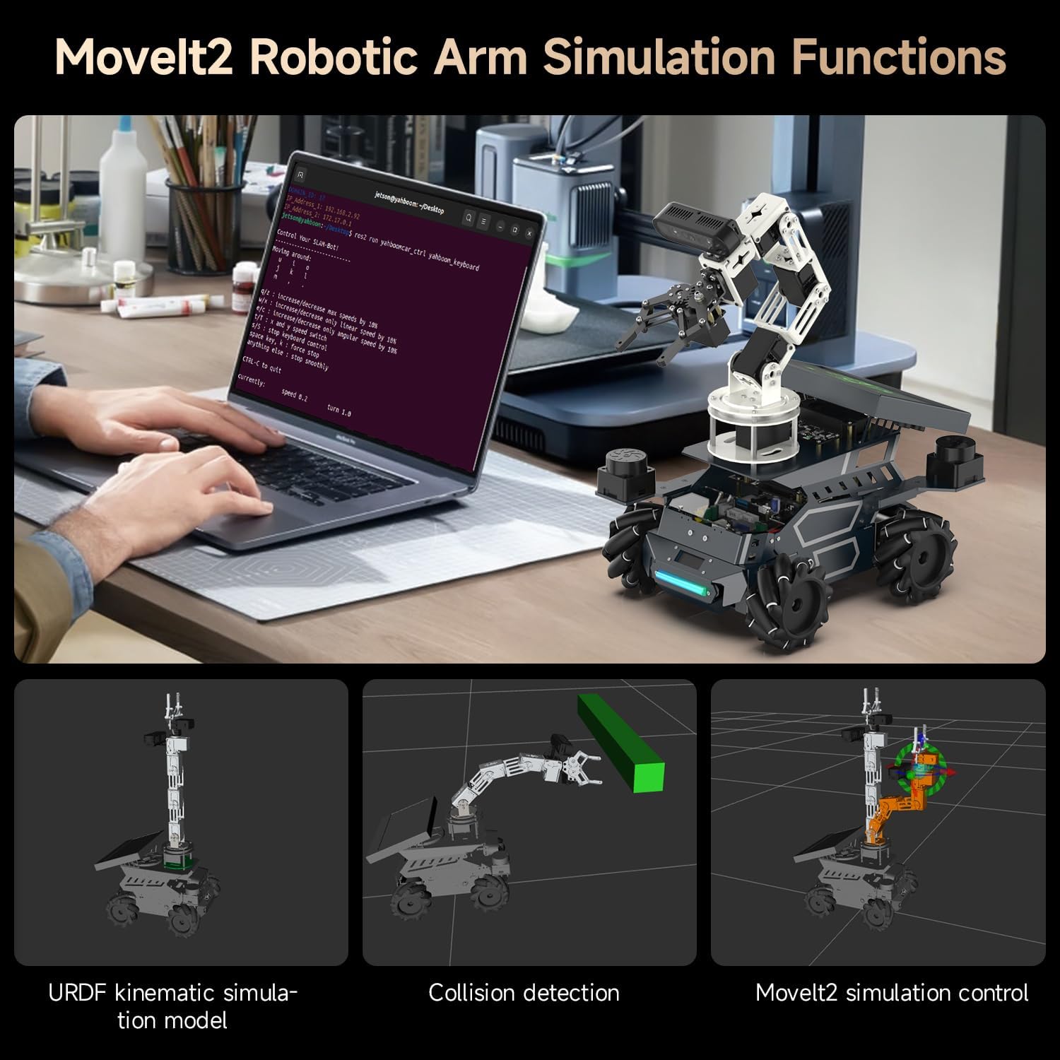 Yahboom ROSMASTER M3 Pro ROS2 Robot with Mecanum Wheel Support Multimodal AI Large Model, AI Voice Interaction, Vision Recognition(7-inch Display Optional) (Without Display-Orin Nano 8GB Ver)