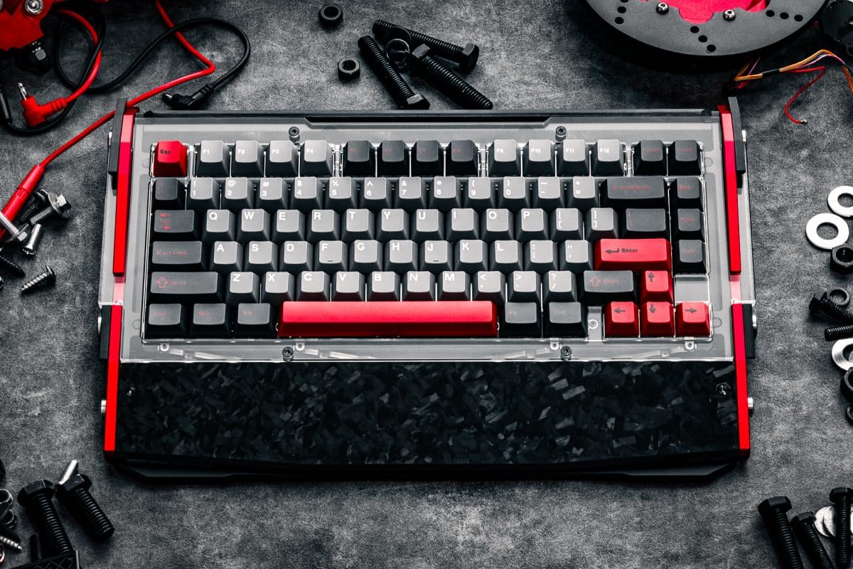 Black Diamond RT Hall Effect Magnetic Gaming Keyboard 75%, 0.04mm Accuracy, 8k Polling Rate, 0.25ms Latency, Leaf Spring Mount Mechanical Feel, Custom Fixed-Wall Magnetic Switch, Shadow Crimson